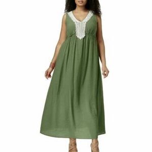 NY Collection Crochet-Trim Crinkle Dress size 3X